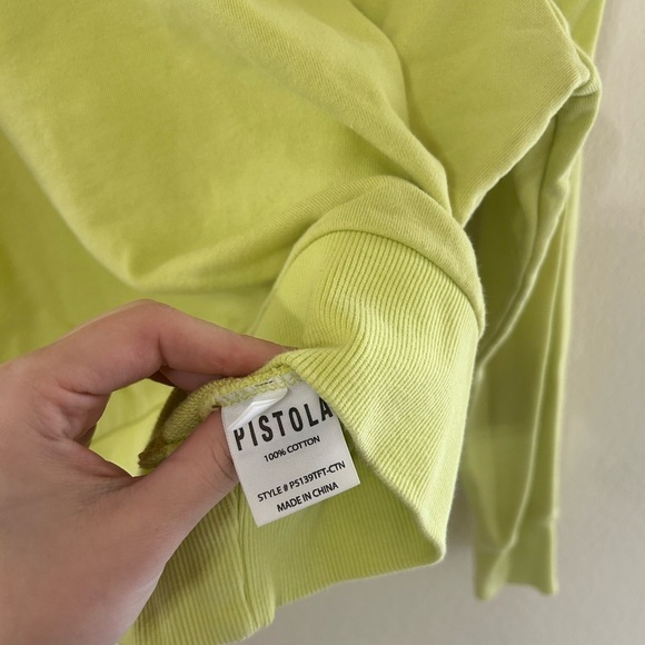 Pistola Kirsten Shoulder Pad Sweatshirt Citron Yellow Neon Women’s Sz Small Crew - Picture 12 of 13